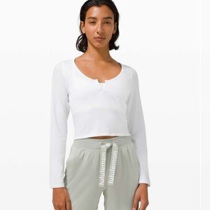 NWT Lululemon Cropped Henley Long Sleeve White